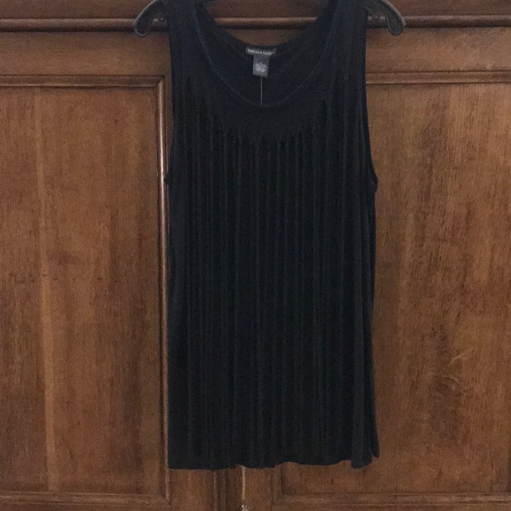 Chelsea and Theodore black fringed top